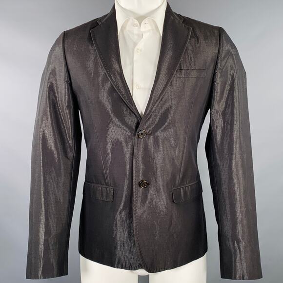 GAZZARRINI Size 38 Black Silver Shimmery Cotton Blend Sport Coat - Picture 1 of 10